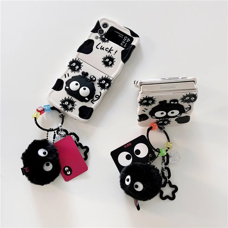 New Cartoon Cute Briquettes Twisted Edge Soft Shell Phone Case for Galaxy Z Flip 3/Galaxy Z Flip 4/Galaxy Z Flip 5/Galaxy Z Flip 6