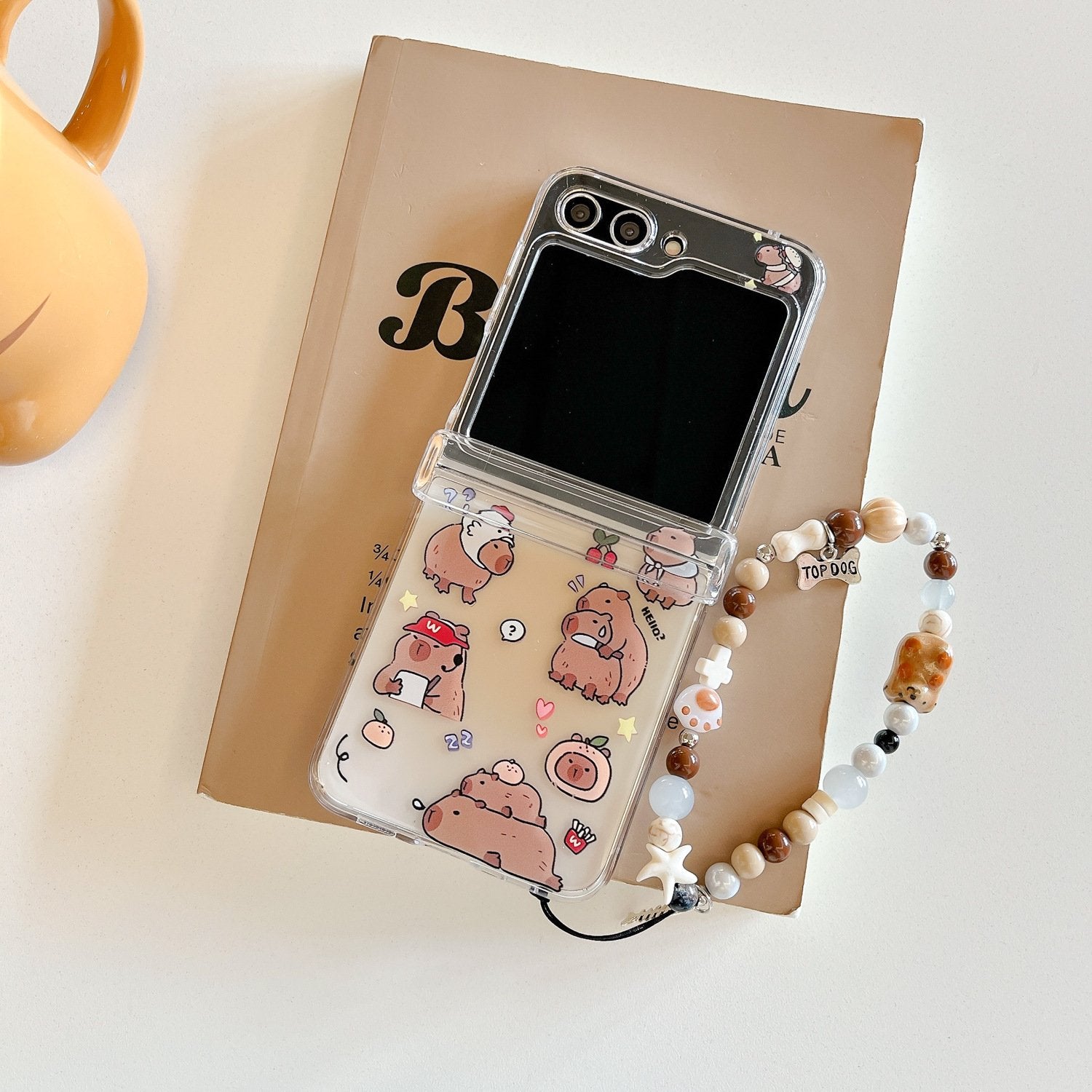 [🎉New Product✨] Cartoon Capybara Phone Case Suitable For Galaxy Z Flip 3/Galaxy Z Flip 4/Galaxy Z Flip 5/Galaxy Z Flip 6