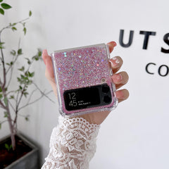 For Galaxy Z Flip 3 / Galaxy Z Flip 4 / Galaxy Z Flip 5 / Galaxy Z Flip 6 Clear Case, Soft Clear Flexible Rubber Glitter Sparkle Case Corners Shockproof Protective Cover