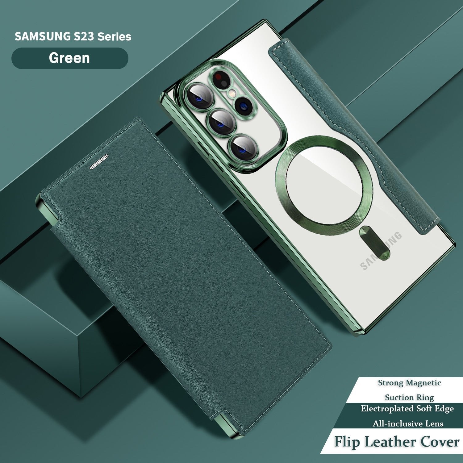 Electroplating Magnetic Leather Case for Samsung Galaxy S25 S24 S23 S22 Series