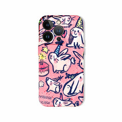 Graffiti Rabbit Hard Shell Case for iPhone 16/15/14/13/12/11 – 3D Printed, Matte Finish, Full-Cover Design