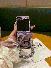 Butterfly Phone Case With Wrist Scarf Chain For Galaxy Z Flip 3/Galaxy Z Flip 4/Galaxy Z Flip 5/Galaxy Z Flip 6