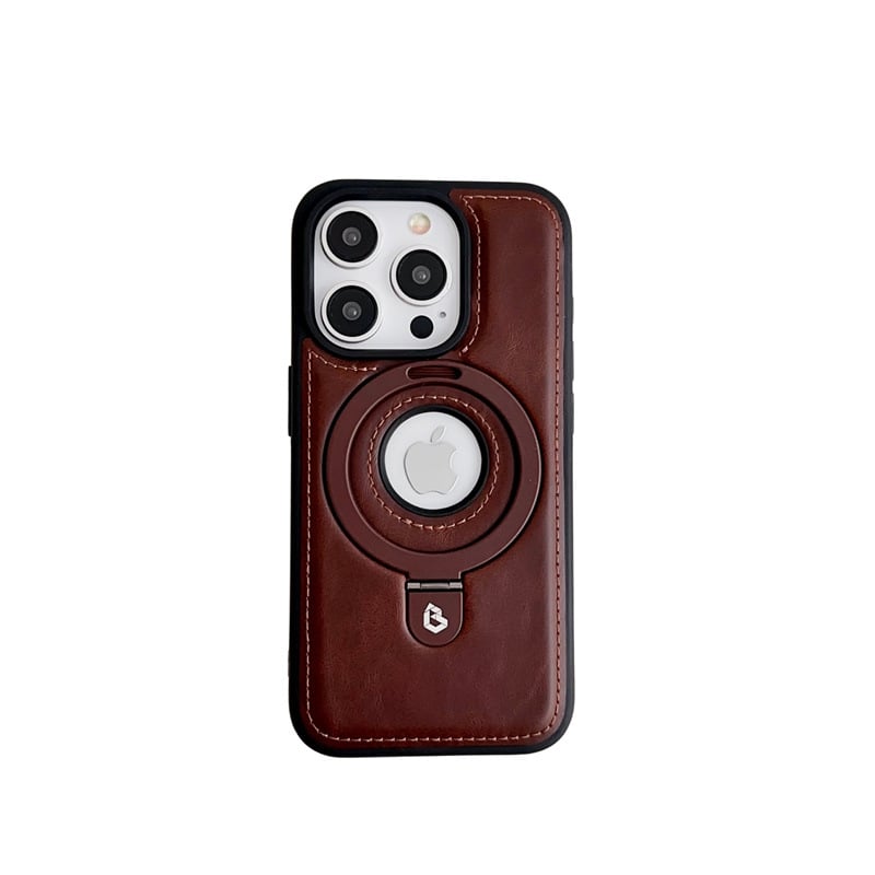 Luxurious Leather Magnetic Case With Invisible Stand For iPhone 16/15/14/13/12 Series