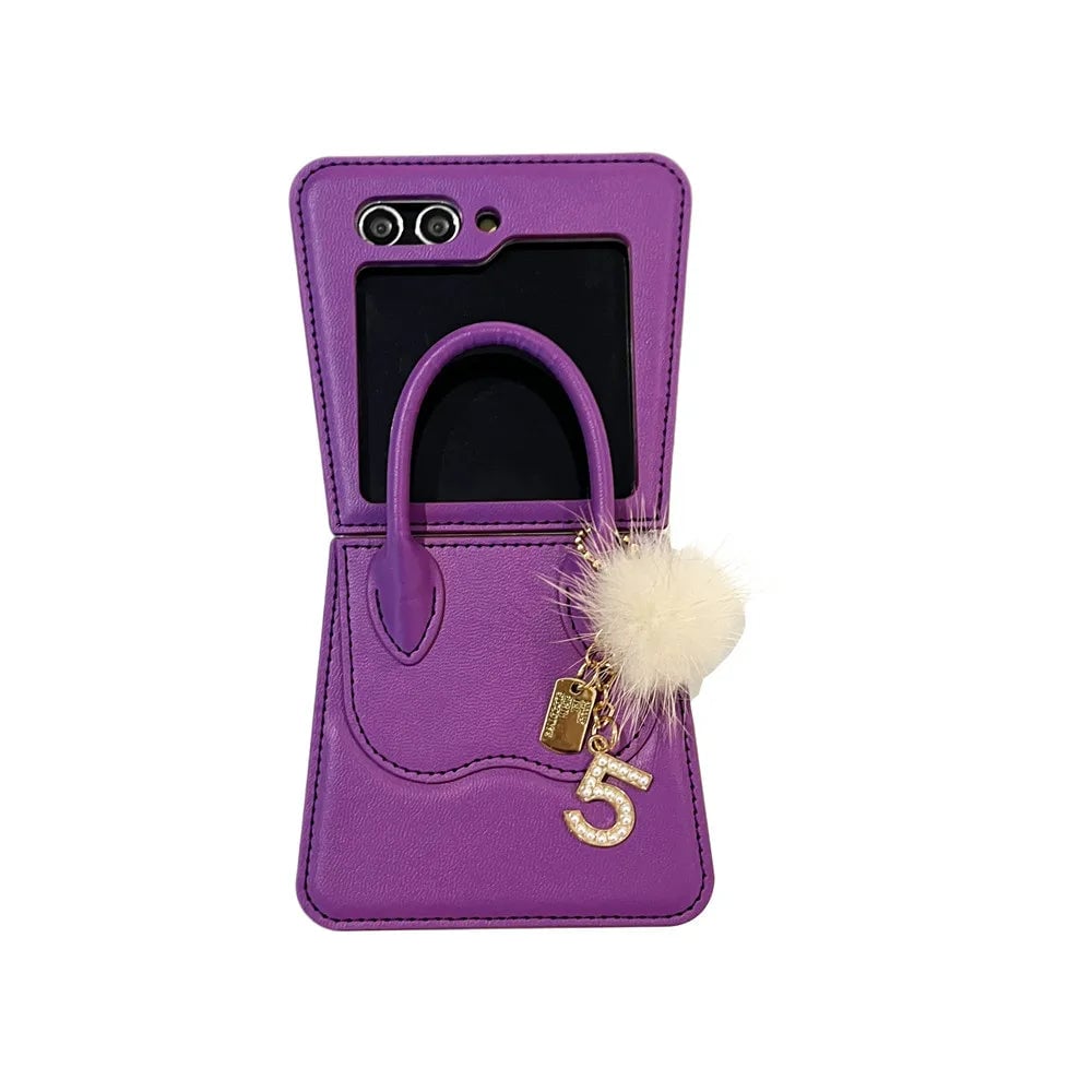 Leather Handbag Phone Case for Galaxy Z Flip 3/Galaxy Z Flip 4/Galaxy Z Flip 5