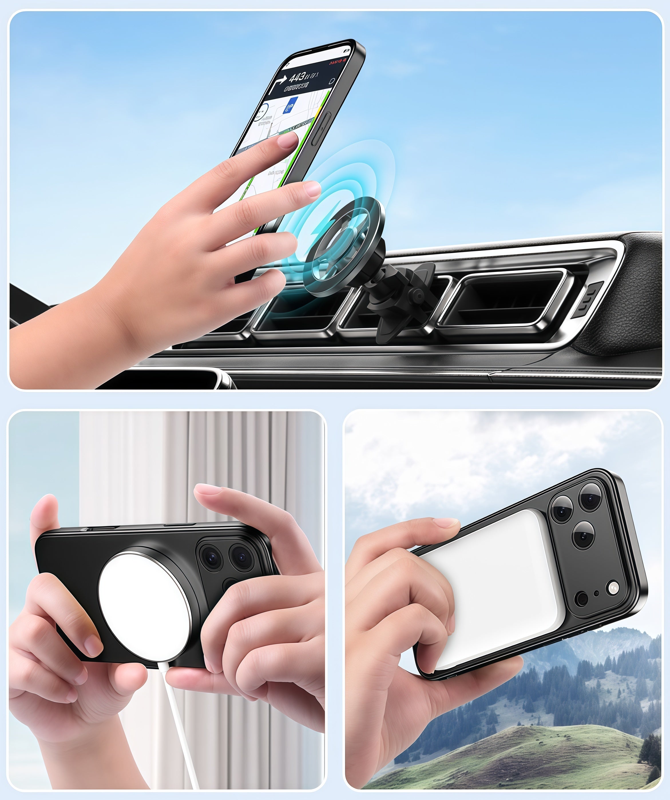 iPhone 17 Series Spaceship Invisible Magnetic Bracket Case