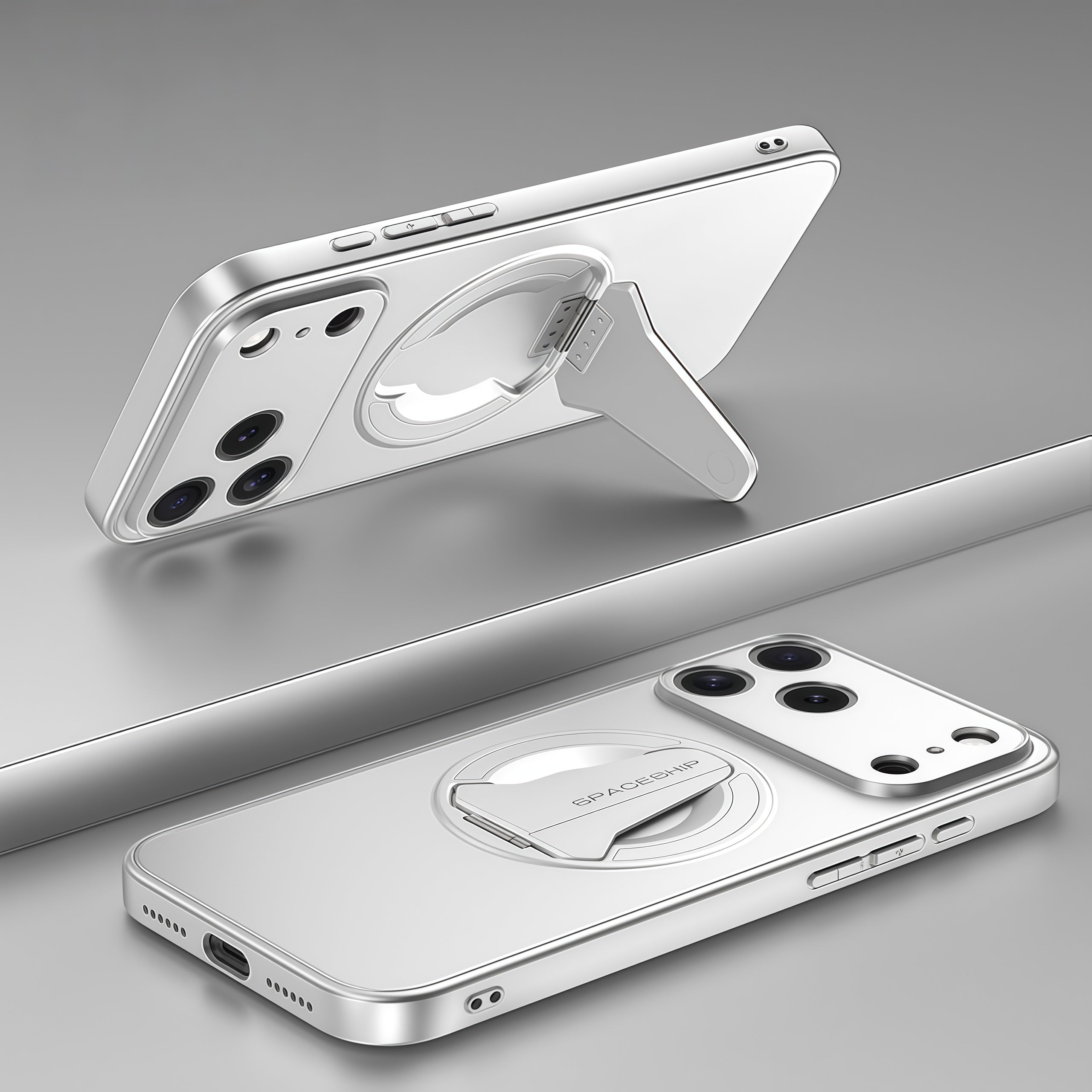 iPhone 17 Series Spaceship Invisible Magnetic Bracket Case