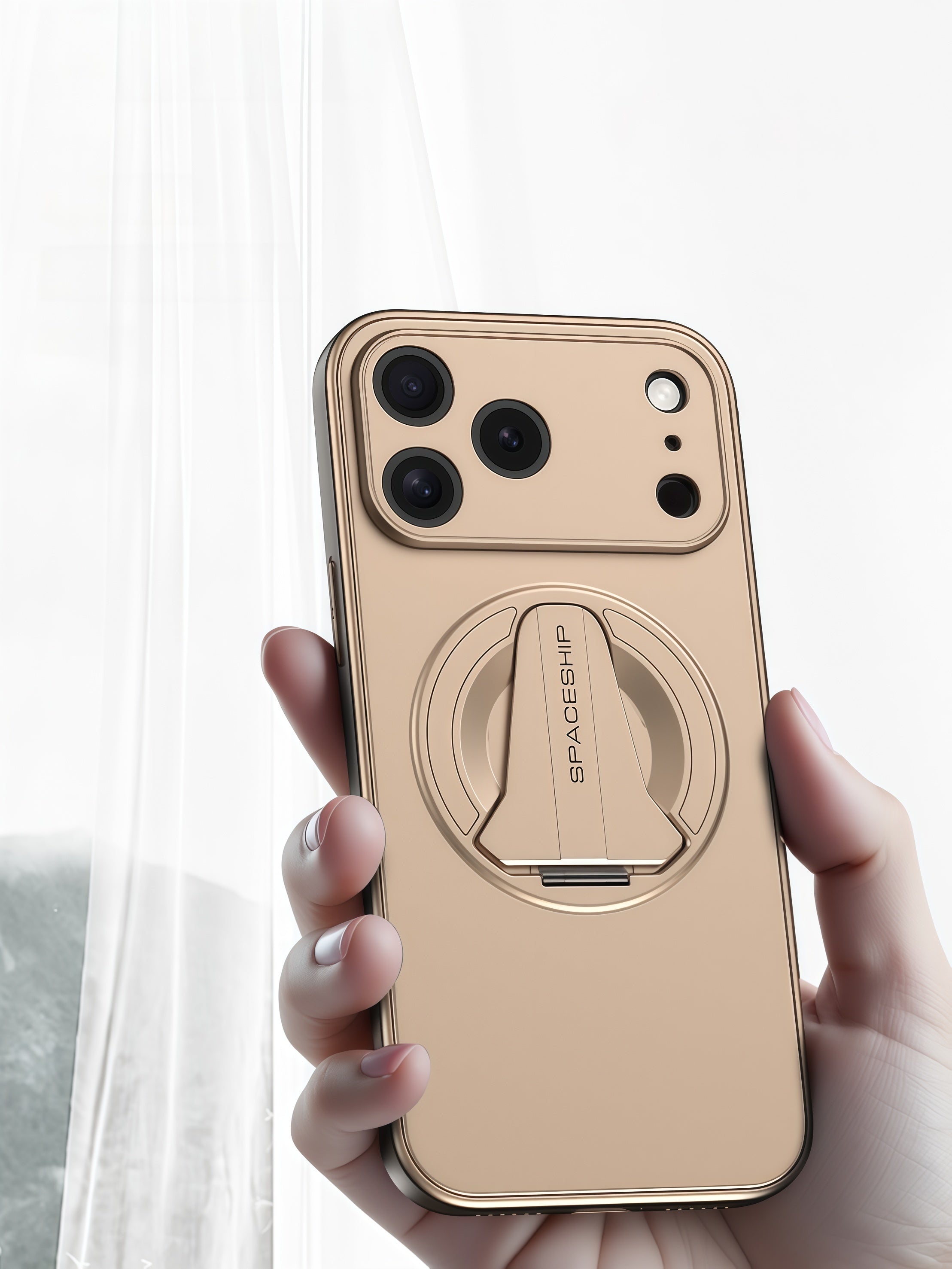 iPhone 17 Series Spaceship Invisible Magnetic Bracket Case