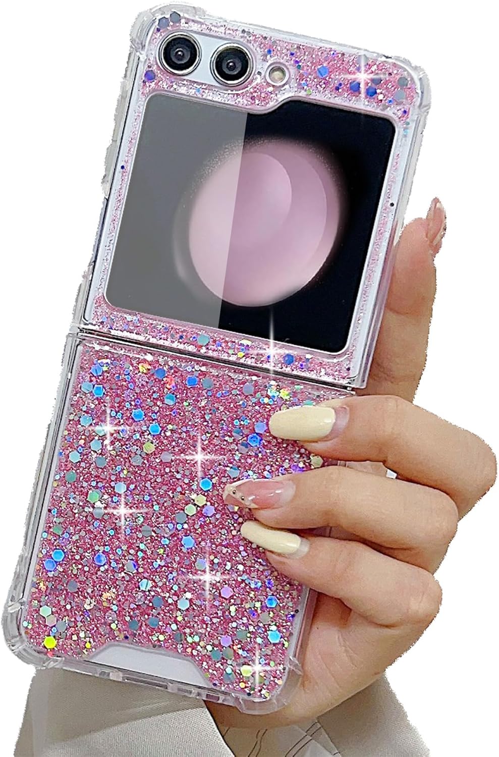 Epoxy glitter beads mobile phone case, suitable for Galaxy Z Flip 3/Galaxy Z Flip 4/Galaxy Z Flip 5/Galaxy Z Flip 6
