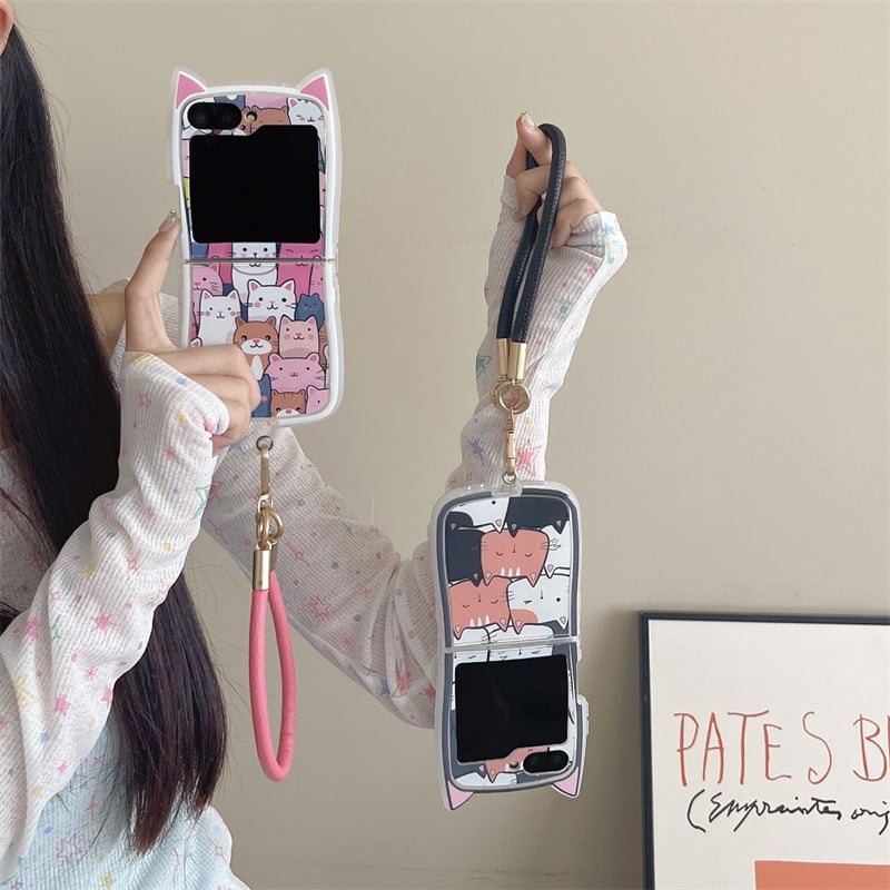 Stacking Cat Phone Case For Galaxy Z Flip 3/Galaxy Z Flip 4/Galaxy Z Flip 5/Galaxy Z Flip 6