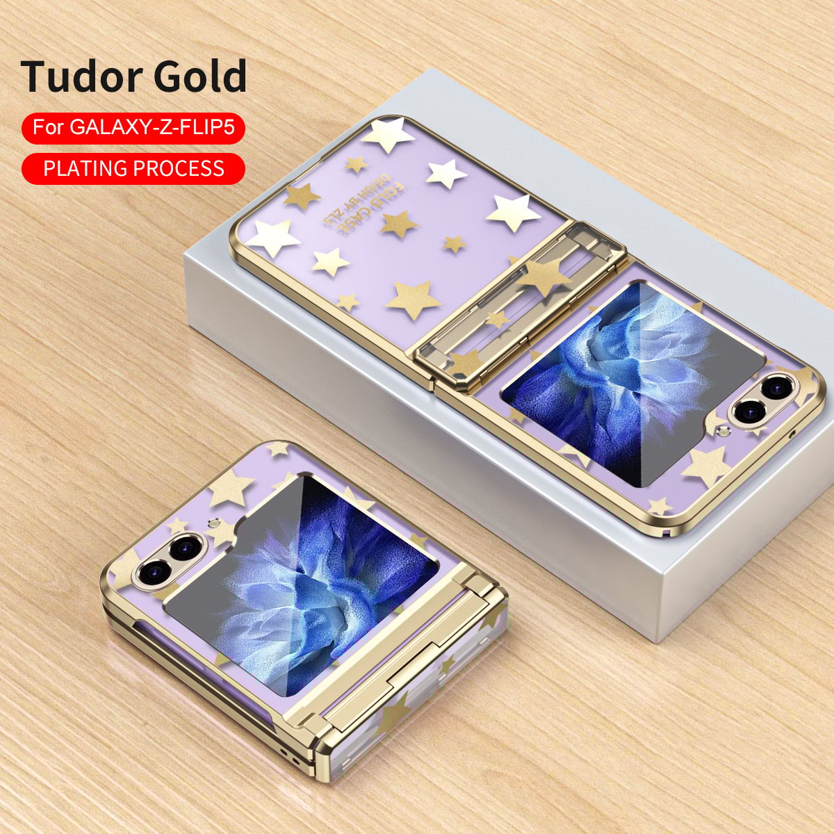 Electroplating starry sky mobile phone case, suitable for Galaxy Z Flip 3/Galaxy Z Flip 4/Galaxy Z Flip 5/Galaxy Z Flip 6