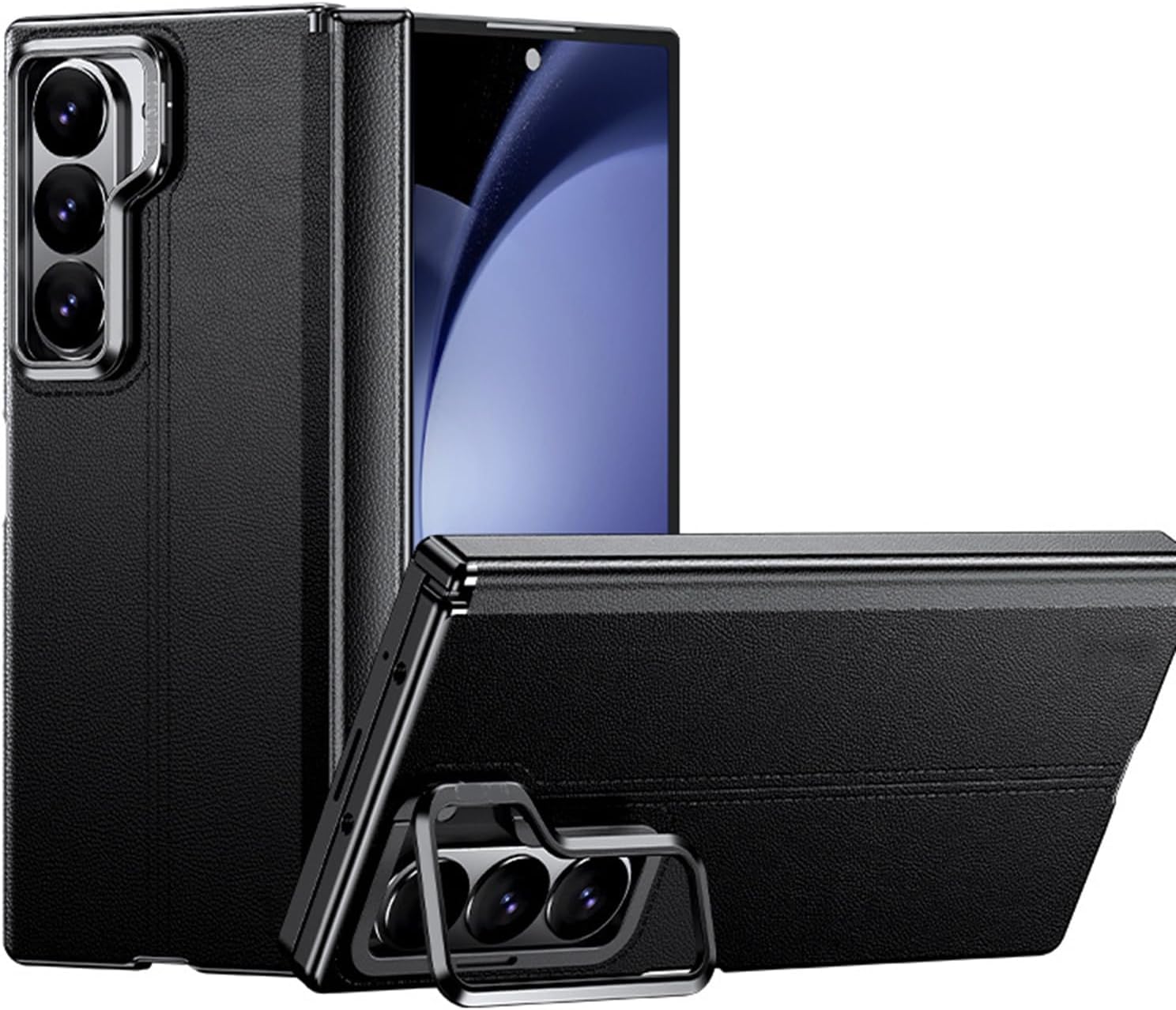 Magnetic Fold Case for Samsung Galaxy Z Fold 6,Metal Kickstand Lens Protection Phone Case Car Mounted Magnetic Suction Business Cover[Support magnetic charging]