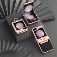 Luxury Leather Pattern Folding Protective Case, Compatible with Galaxy Z Flip 3/Galaxy Z Flip 4/Galaxy Z Flip 5