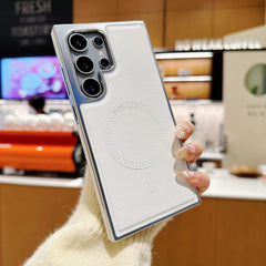 Premium Electroplated Leather Magnetic Case For Galaxy S25 Series and S24 S23 S22 Ultra