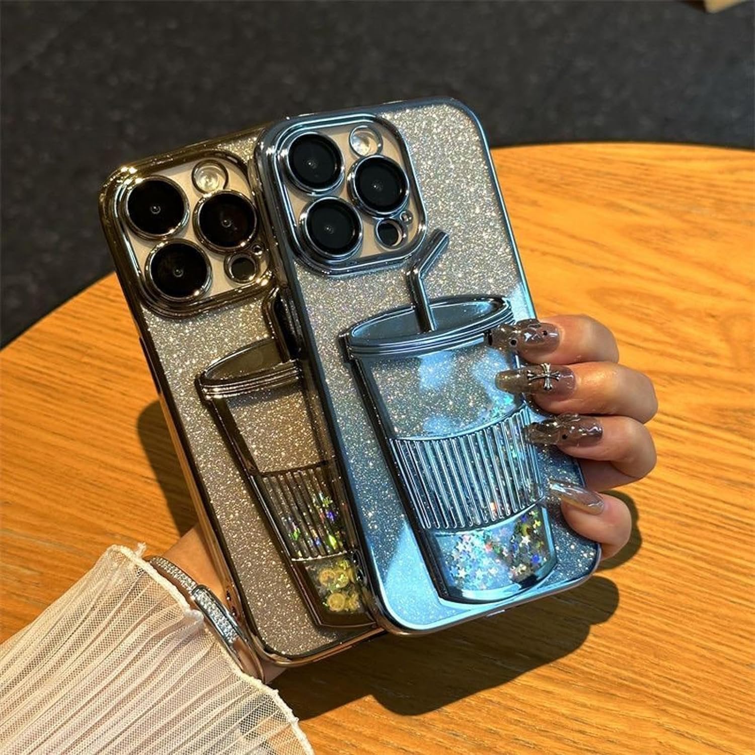 💥Hot Sale $9.99💥Cubic Quicksand Cup for Apple 15 Phone Case Gradient Glitter iPhone 14 Pro Electroplating Drop Protection Case