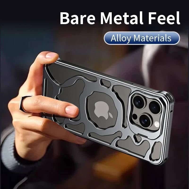 SentimentvalueTM Magnetic Heat Dissipation Hollow Metal Case With Lens Holder For iPhone 16 15 14 13 Series