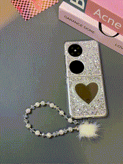 Silver Sequin Heart Mirror Phone Case For Galaxy Z Flip 3/Galaxy Z Flip 4/Galaxy Z Flip 5/Galaxy Z Flip 6