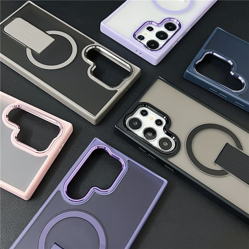 Suitable For Galaxy S25/S24/23 Series Magnetic Bracket Skin-feel Phone Case