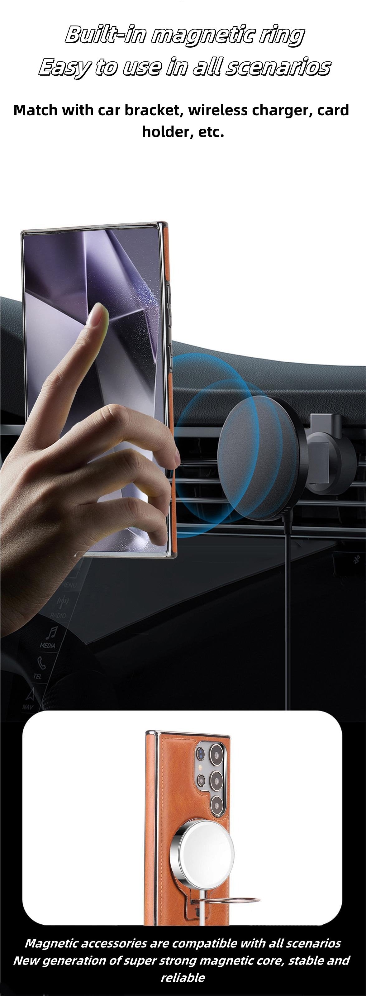 For Samsung Galaxy S24 Series Business Magnetic Anti-fall Bracket Protective Case