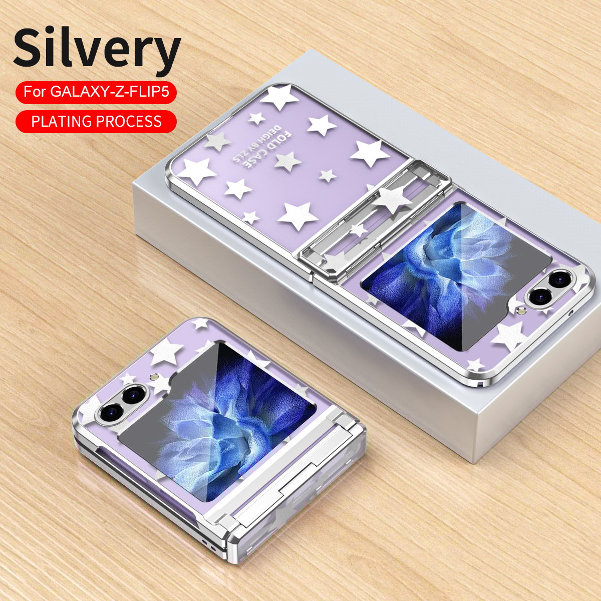 Electroplating starry sky mobile phone case, suitable for Galaxy Z Flip 3/Galaxy Z Flip 4/Galaxy Z Flip 5/Galaxy Z Flip 6
