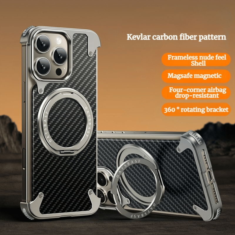 Frameless Carbon Fiber Texture Magnetic Bracket Case