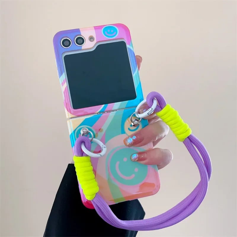 Colorful Graffiti Happy Face Phone Case For Galaxy Z Flip 3 / Galaxy Z Flip 4 / Galaxy Z Flip 5 / Galaxy Z Flip 6