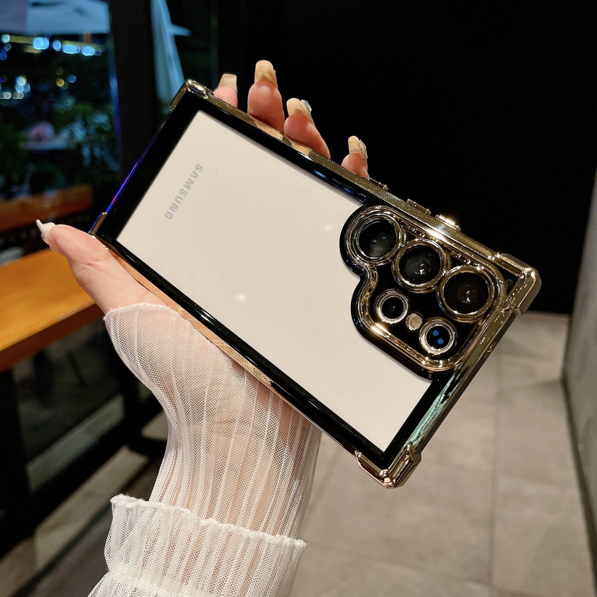 Two-color Glitter Magnetic Holder Airbag Phone Case For Samsung Galaxy S23 S24 Plus Ultra