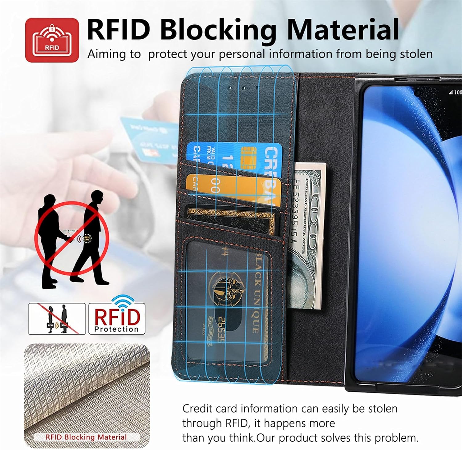 Creative magnetic two-in-one detachable mobile phone leather case for Galaxy Z Fold 3/Galaxy Z Fold 4/Galaxy Z Fold 5/Galaxy Z Fold 6(Only Case)