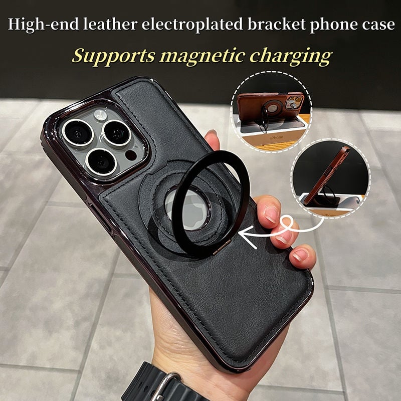 High-end leather magnetic bracket Apple mobile phone case, suitable for Apple 15/14/13 series