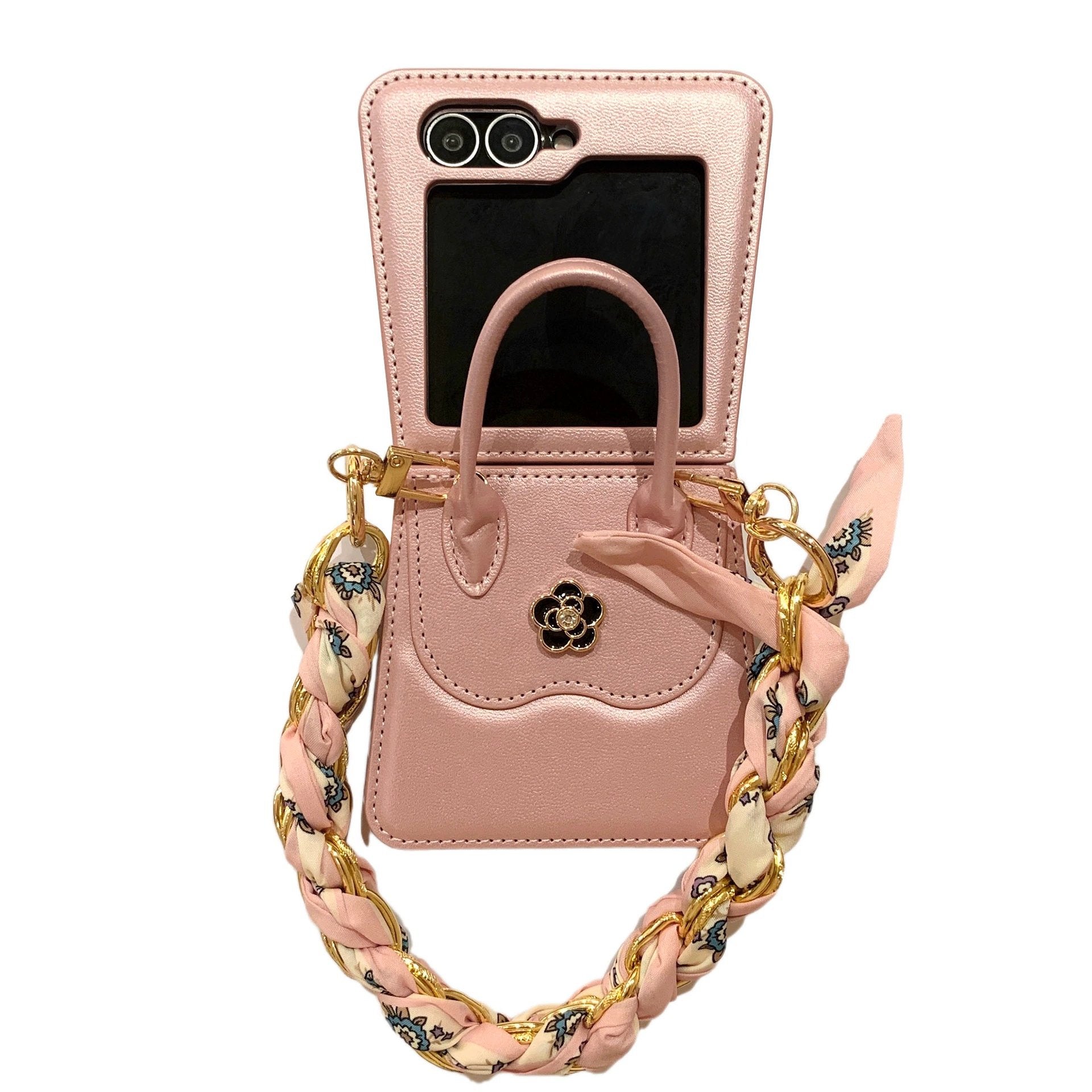 Luxury Flower Handbag Phone Case for Galaxy Z Flip 3/Galaxy Z Flip 4/Galaxy Z Flip 5/Galaxy Z Flip 6