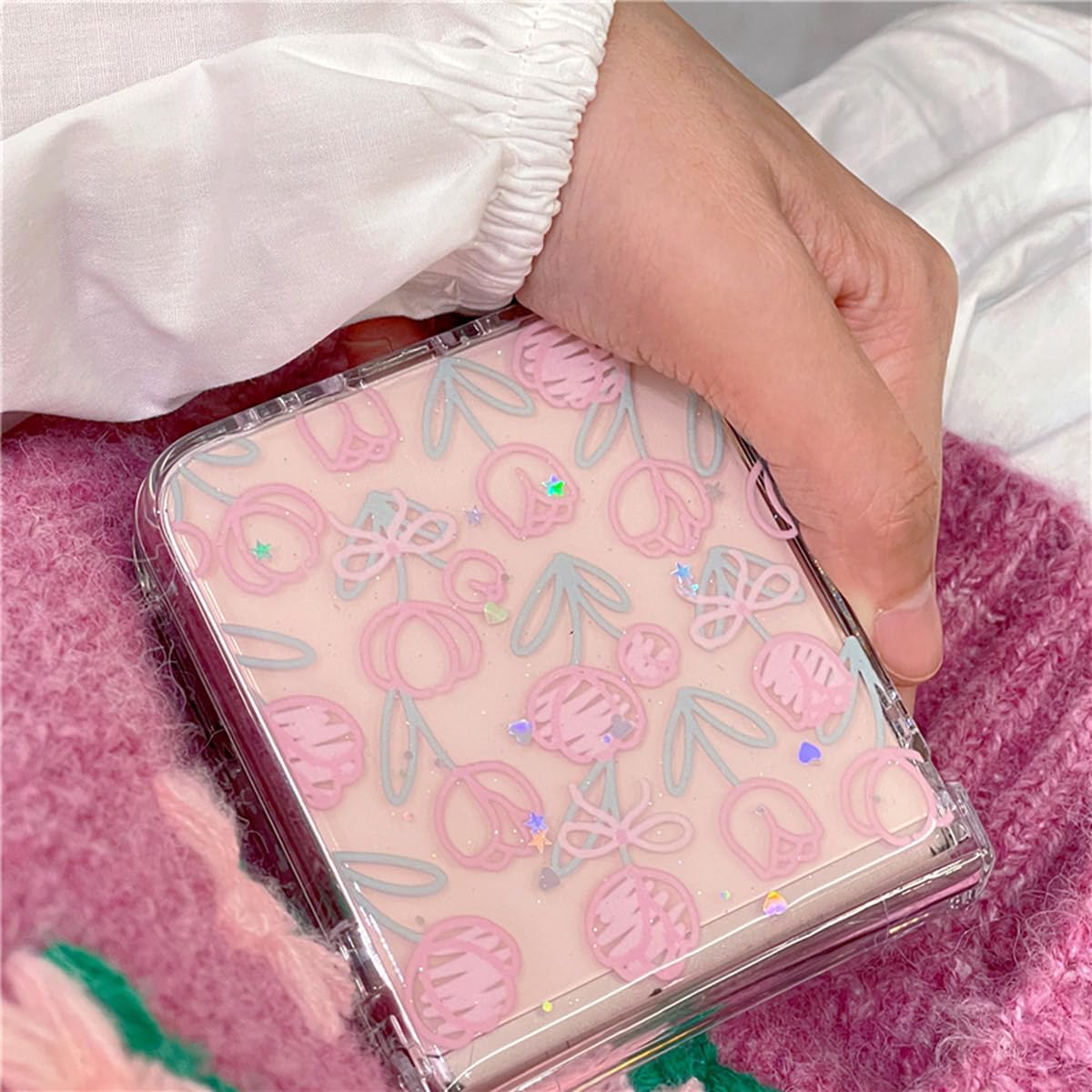 Glitter line tulip phone case for Galaxy Z Flip 3/Galaxy Z Flip 4/Galaxy Z Flip 5/Galaxy Z Flip 6