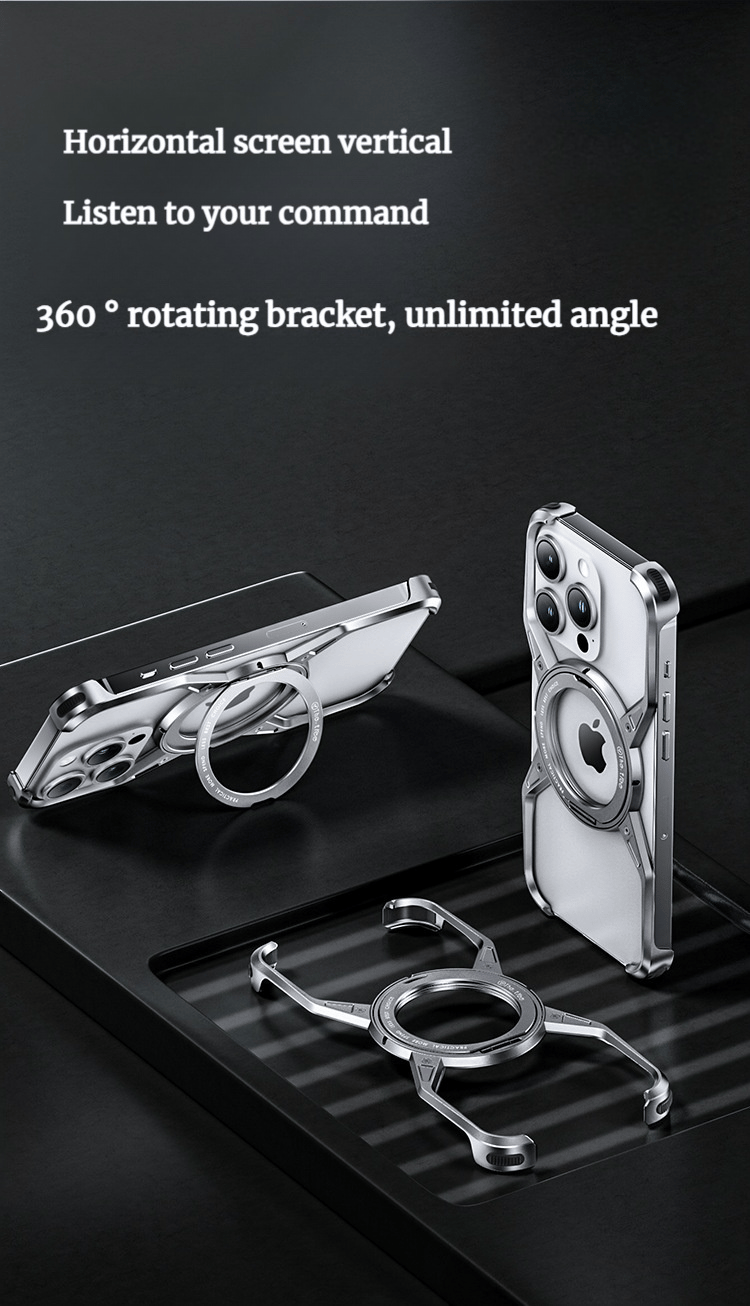 X-shaped Aluminum Alloy Hollow Rotating Magnetic Bracket Case For iPhone 16 Series