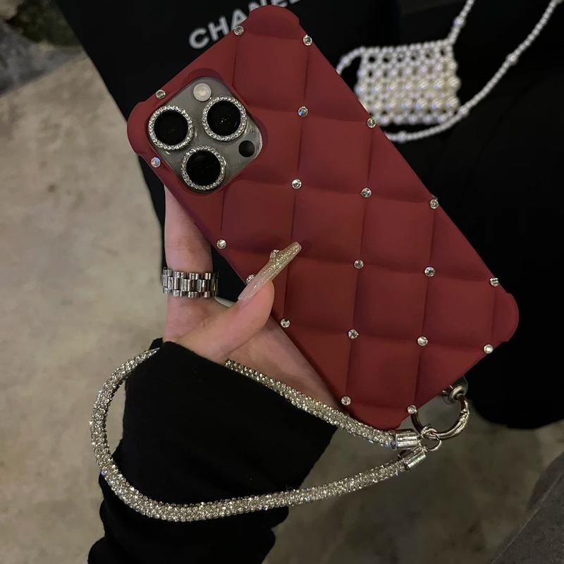 High-end rhinestones for Apple phone cases, full-diamond hand chains, trendy styles
