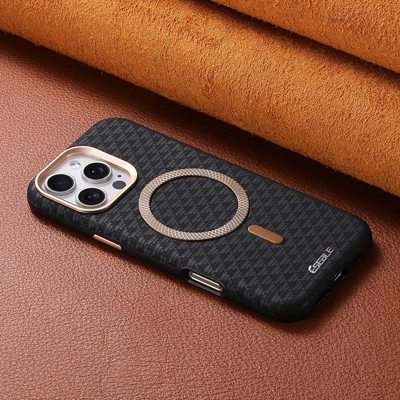 Triangular shield pattern with magnetic charging port for iPhone 16/15/14/13 series