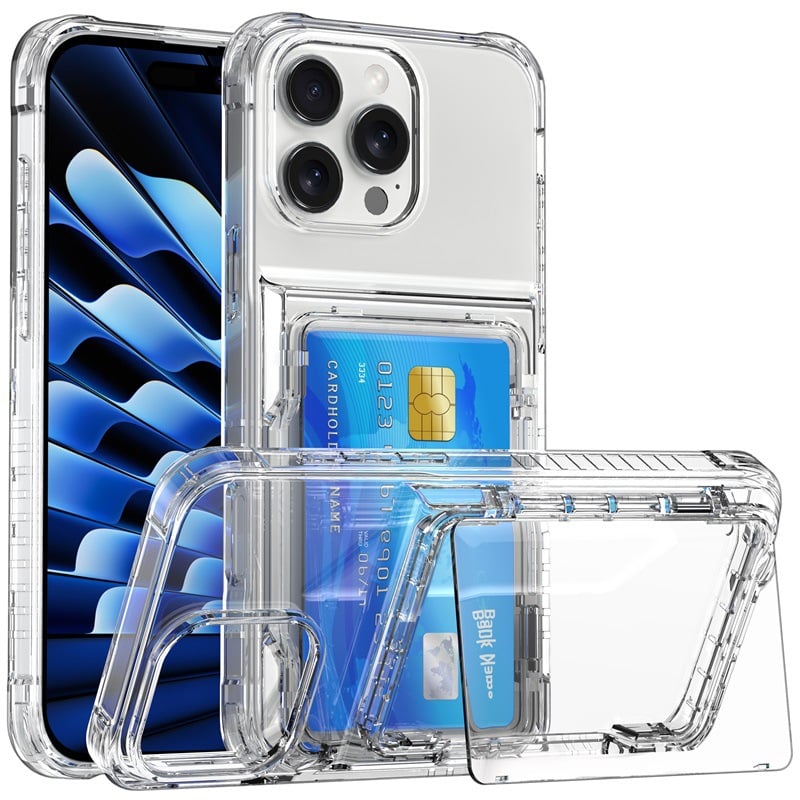Transparent Phone Case With Photo Card Holder For iPhone 11 12 13 14 15 Series And Samsung S24 S23 Ultra