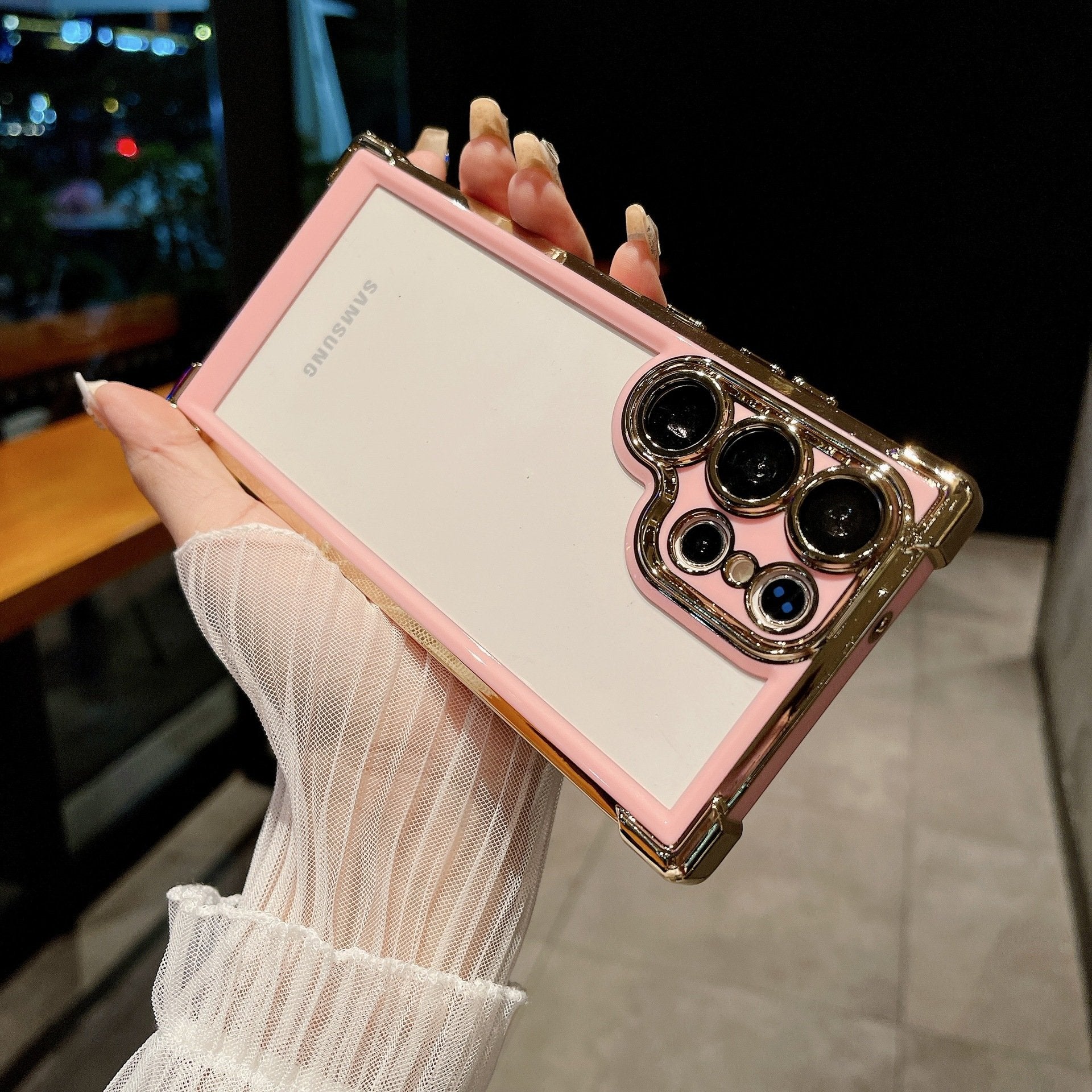 Two-color Glitter Magnetic Holder Airbag Phone Case For Samsung Galaxy S23 S24 Plus Ultra