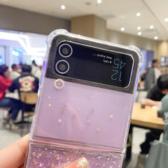 Glitter glue magnetic mobile phone case, suitable for Galaxy Z Flip 3/Galaxy Z Flip 4/Galaxy Z Flip 5/Galaxy Z Flip 6