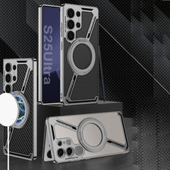 Suitable for Galaxy S25Ultra/S24Ultra/S23Ultra electroplated leather built-in magnetic ring full-cover protective case(Only Case)