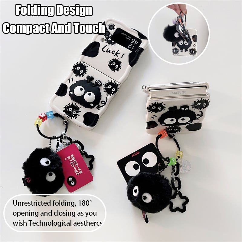 New Cartoon Cute Briquettes Twisted Edge Soft Shell Phone Case for Galaxy Z Flip 3/Galaxy Z Flip 4/Galaxy Z Flip 5/Galaxy Z Flip 6