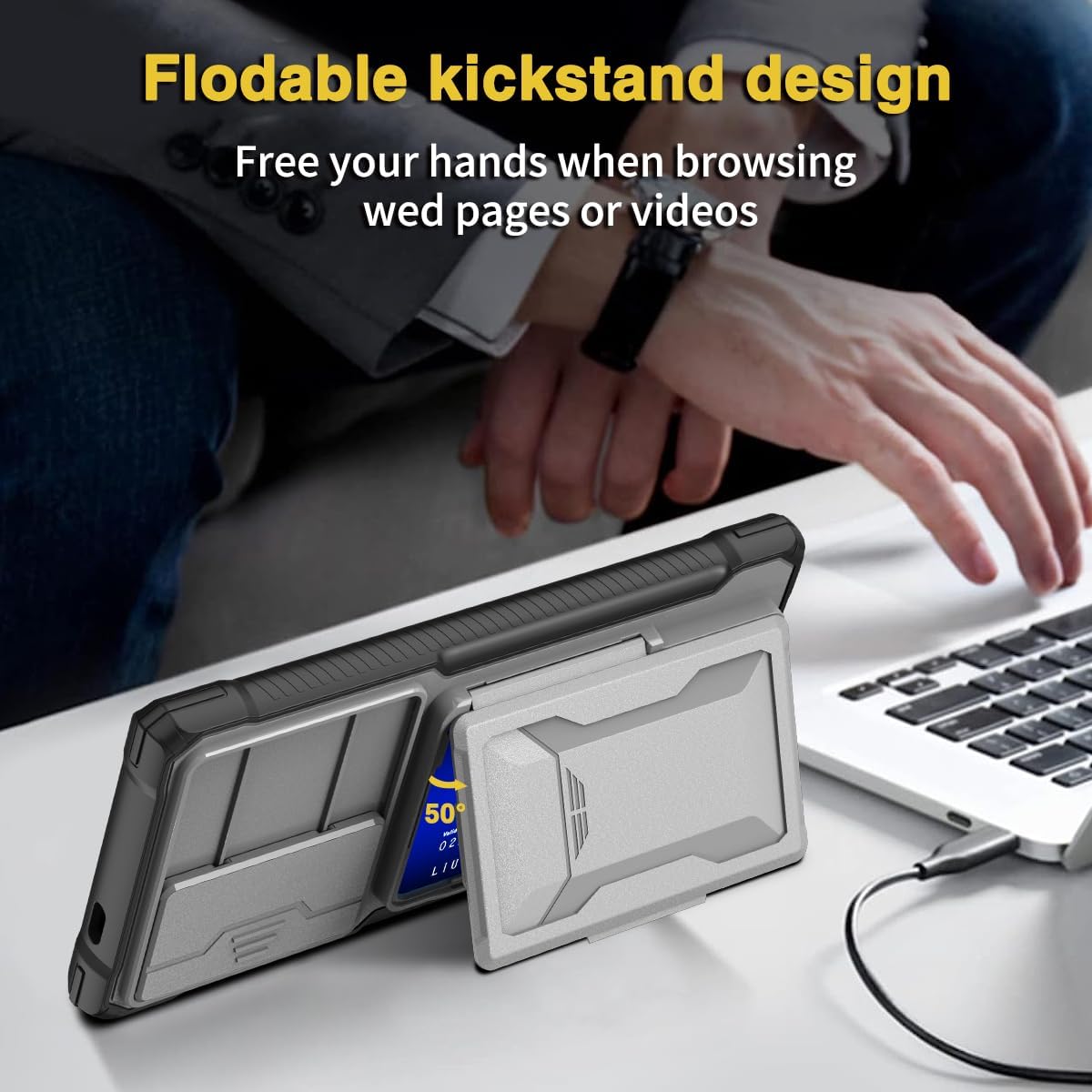 Sliding window lens holder for Samsung Galaxy S24 Ultra, anti-drop protective cover with card insertion