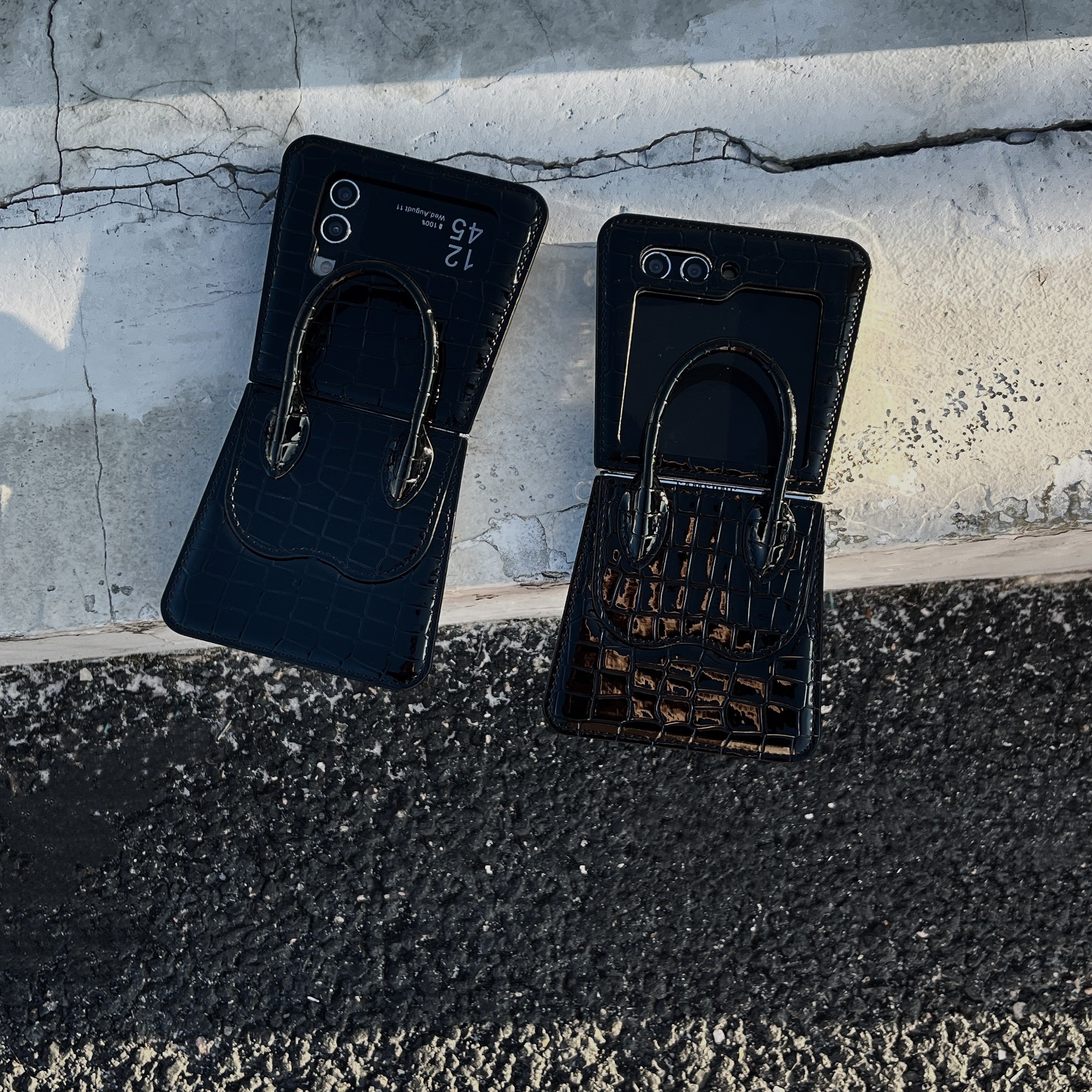 Crocodile pattern handbag style mobile phone case, suitable for Galaxy Z Flip 3/Galaxy Z Flip 4/Galaxy Z Flip 5/Galaxy Z Flip 6