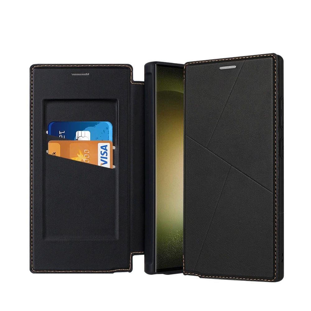 Card slot flip cover strong magnetic leather case for Galaxy S25/S24 series