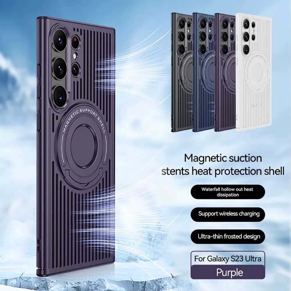 Invisible Pull Rod Stand Heat Dissipation Magnetic Mobile Phone Case For Samsung Galaxy S23 S24 Series
