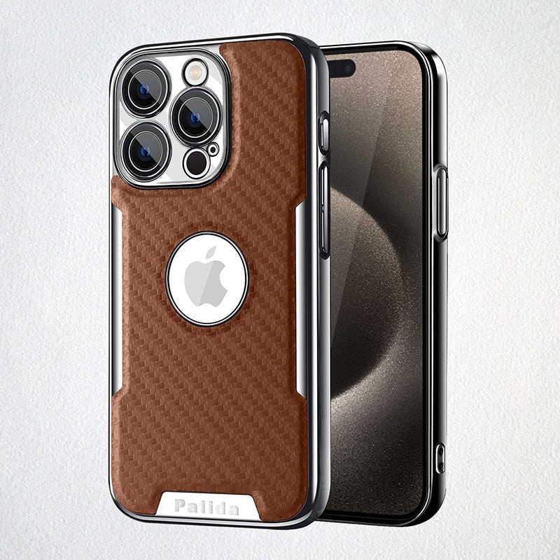 Carbon Fiber Texture Missing Label Mobile Phone Case For Apple 16/15/14/13 Series, Simple Protective Cover With Built-in Lens Film