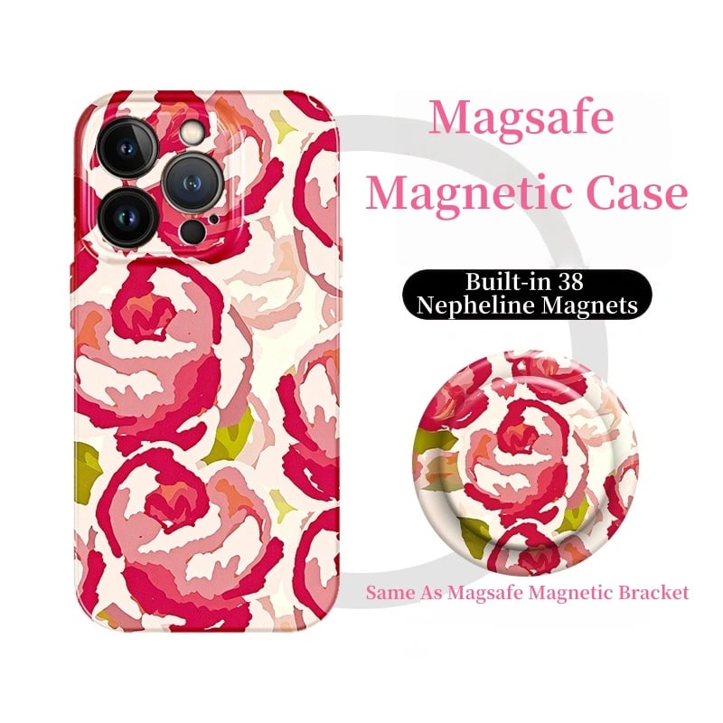 Floral MagSafe Case For iPhone  – 38 Magnet Design, Glossy Print, Two Style Options