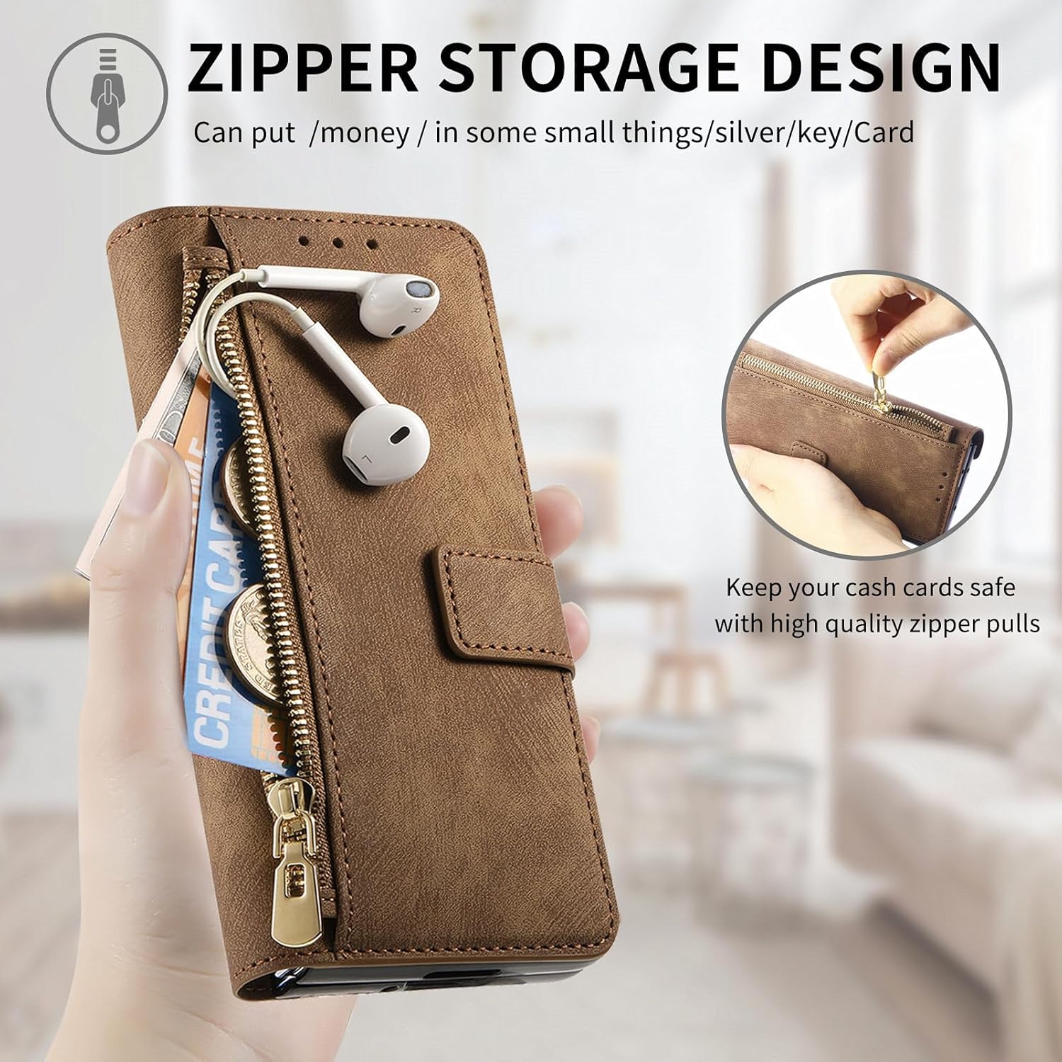 Creative magnetic two-in-one detachable mobile phone leather case for Galaxy Z Fold 3/Galaxy Z Fold 4/Galaxy Z Fold 5/Galaxy Z Fold 6(Only Case)
