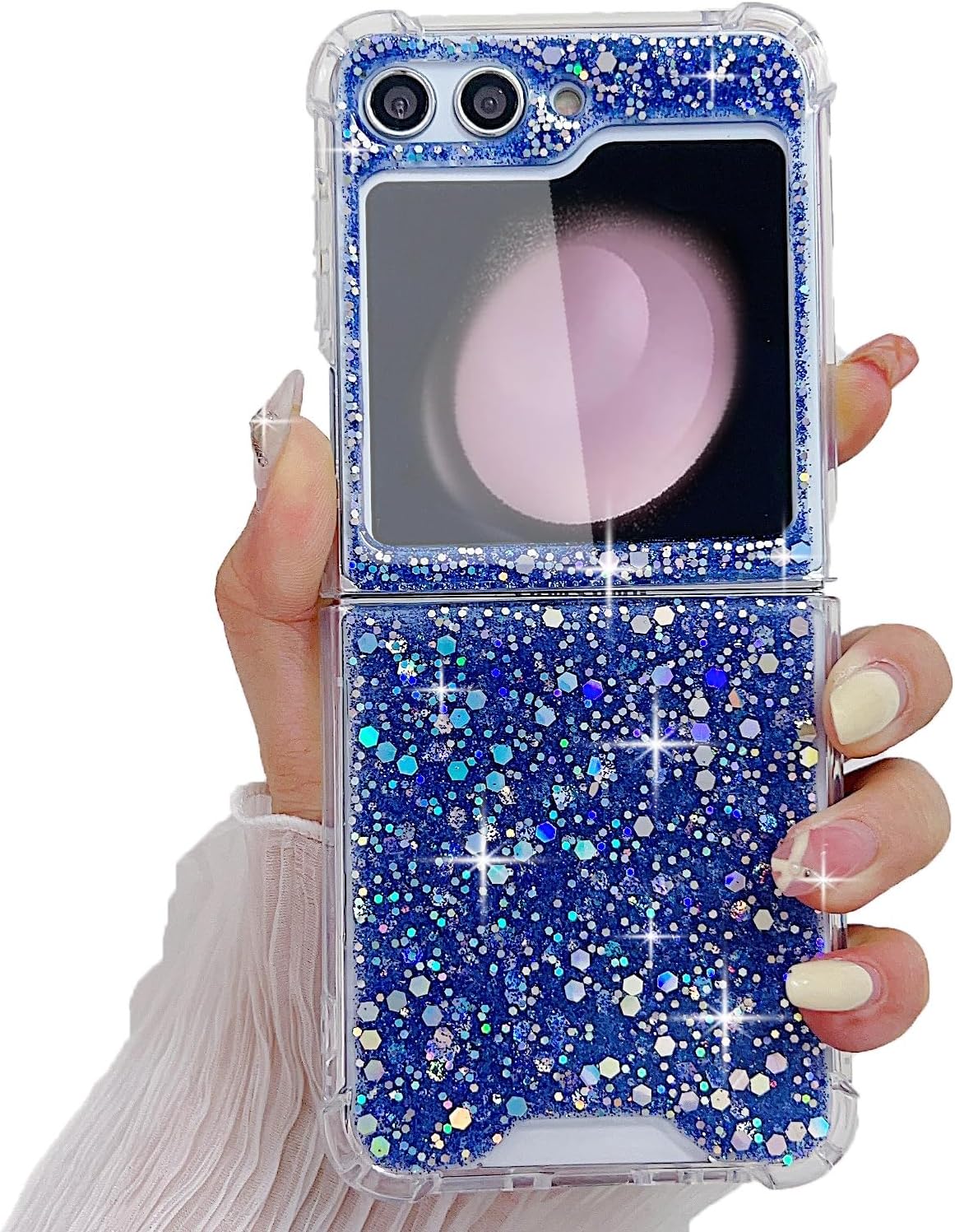 Epoxy glitter beads mobile phone case, suitable for Galaxy Z Flip 3/Galaxy Z Flip 4/Galaxy Z Flip 5/Galaxy Z Flip 6