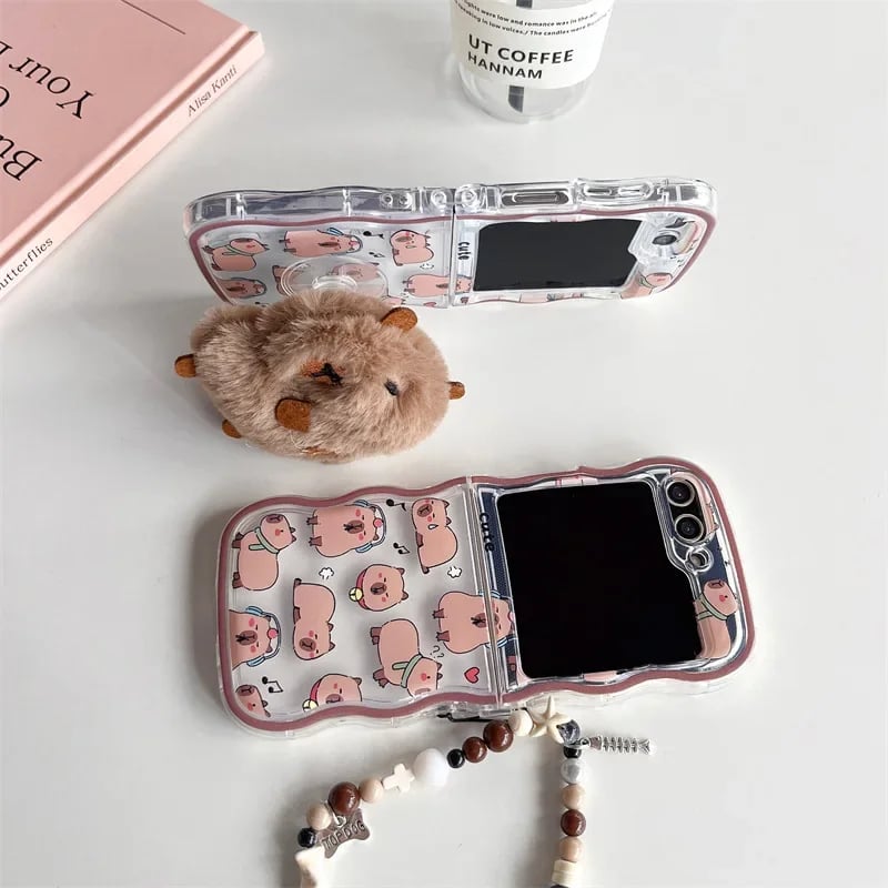 Cartoon Capybara Phone Case For Galaxy Z Flip 3 / Galaxy Z Flip 4 / Galaxy Z Flip 5 / Galaxy Z Flip 6
