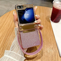 Diamond Glitter Hand-Held Wristband All-Inclusive Anti-Fall Protection Phone Case For Galaxy Z Flip 3 / Galaxy Z Flip 4 / Galaxy Z Flip 5 / Galaxy Z Flip 6