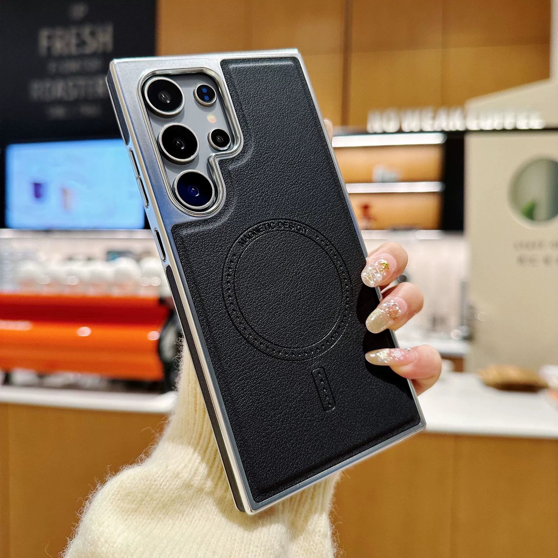 Premium Electroplated Leather Magnetic Case For Galaxy S25 Series and S24 S23 S22 Ultra