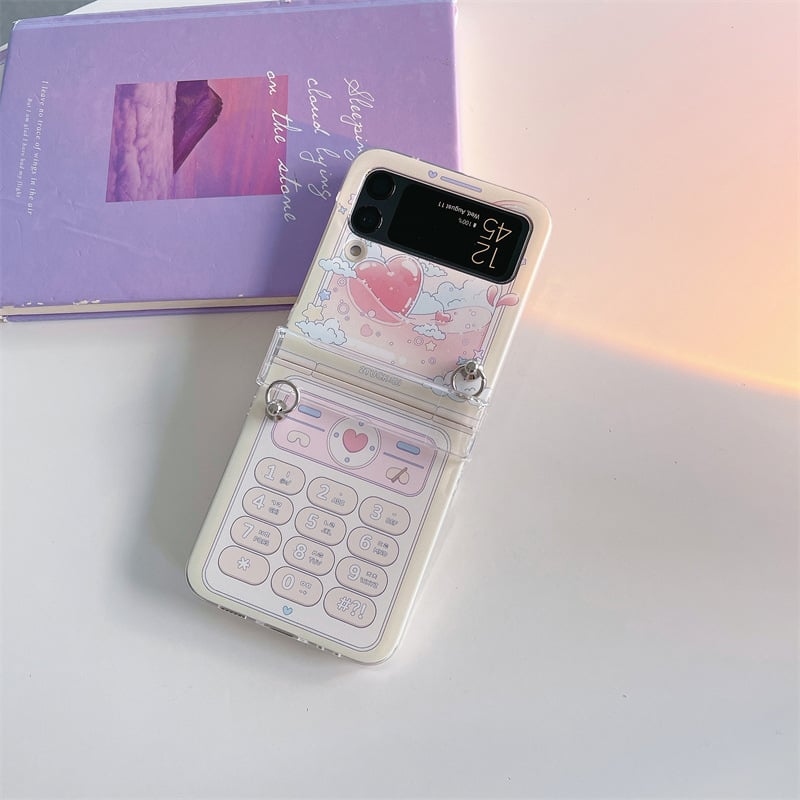 Cute retro phone case for Galaxy Z Flip 3/Galaxy Z Flip 4/Galaxy Z Flip 5/Galaxy Z Flip 6, hinged full cover case